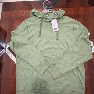 Men's Casual Light Green Hooded Dress Shirt - Pullover Style